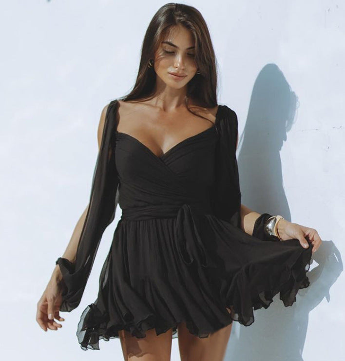 Fudus | Modisches Off Shoulder Kleid Mit Laternenärmeln