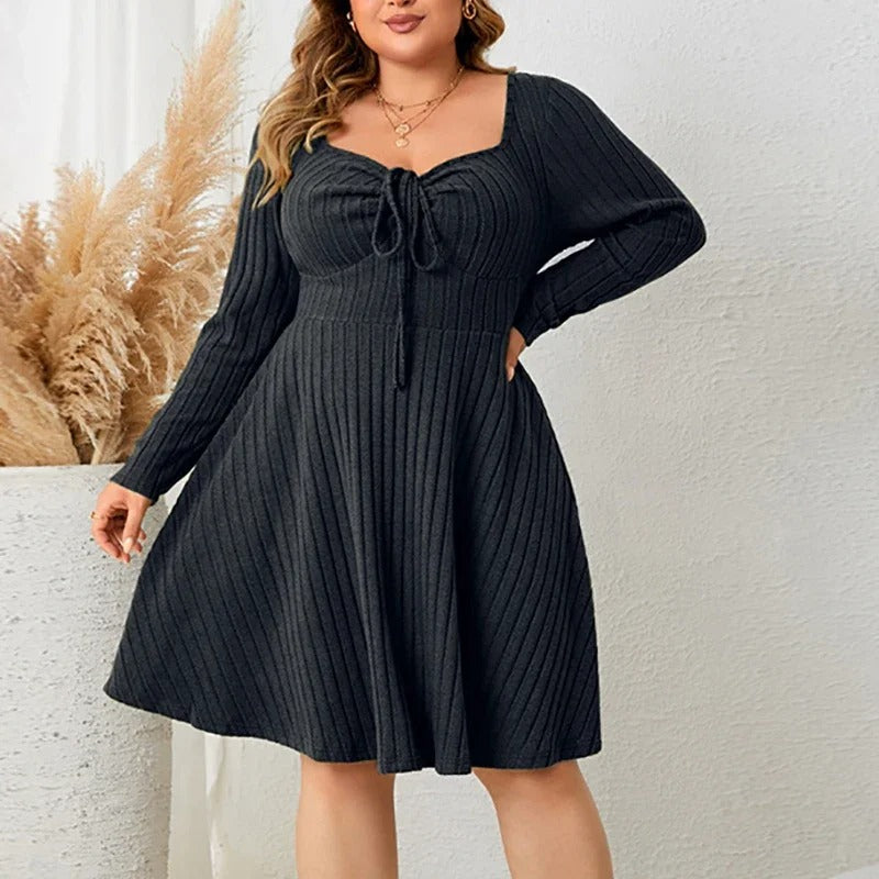 Thaliora® | Feminines Strickkleid mit Bindung