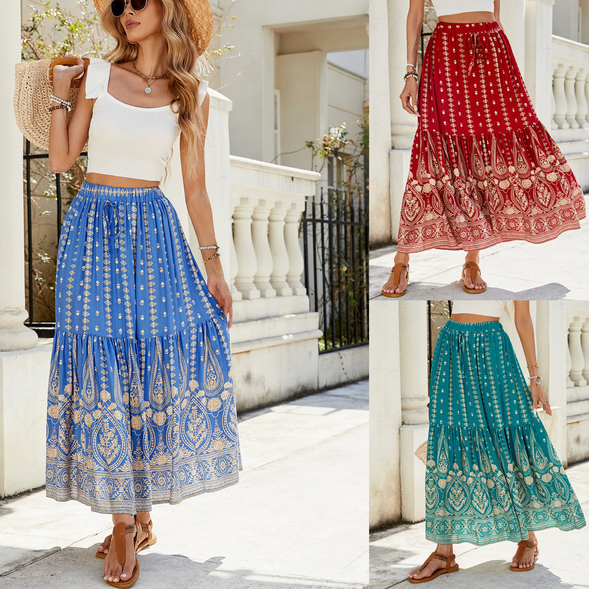 Marion – Weites Damenstrandkleid mit Print