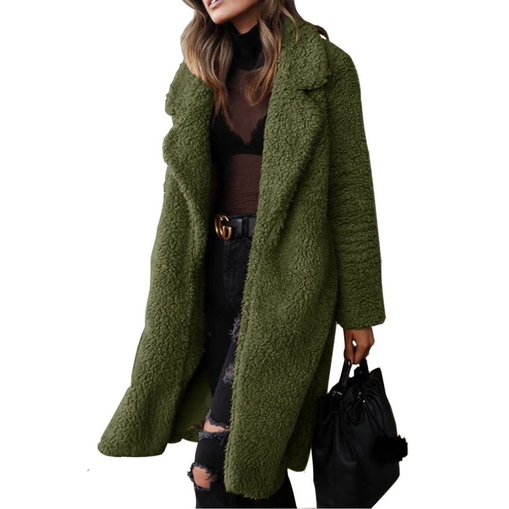 Catharina – Schicke Damen Teddyfleece Jacke | Warmer Kurzmantel mit hohem Kragen