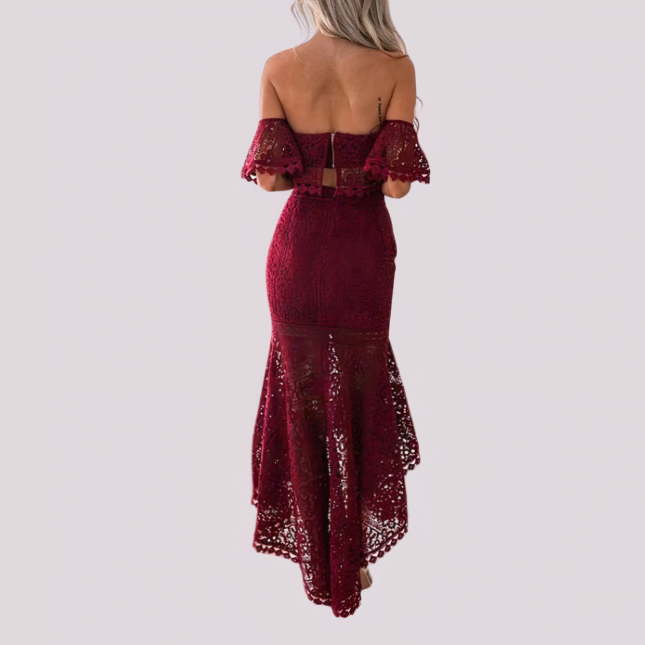 Zweiteiliges Kleid mit Schulterfreier Häkelspitze - Ailana
