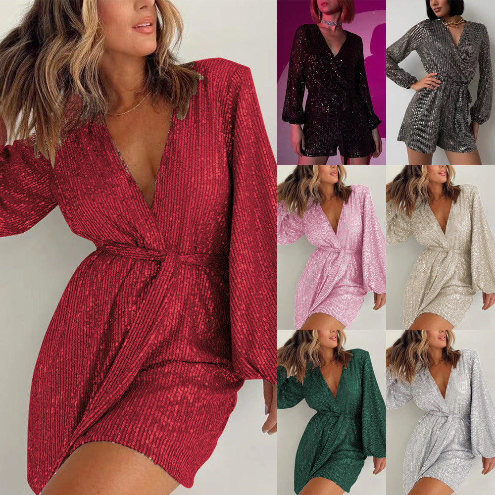 Jade – Pailletten Langarmkleid