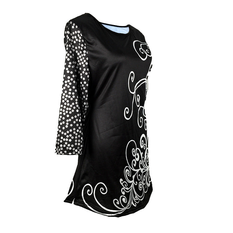 Fudus | Trendiger Print Mittellange Ärmel Rundhals T-Shirt