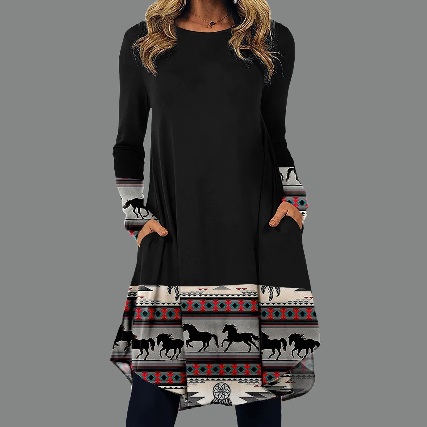 Fudus | Modisches Kleid Mit Bedrucktem Taillenbund