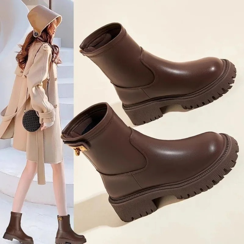Mathylda | Damen Stiefeletten mit Reißverschluss und klobiger Sohle