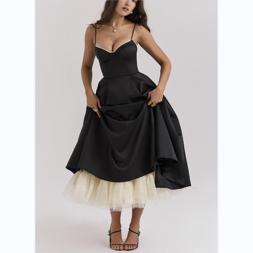 Julie – Langes ärmelloses Damenkleid mit V-Ausschnitt