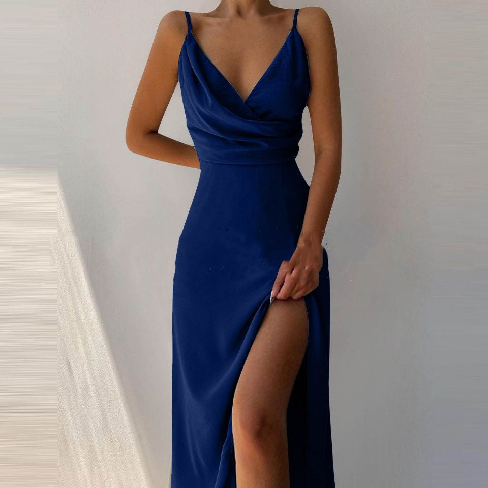 Heidi – V-Ausschnitt Schlitzenkleid mit Print