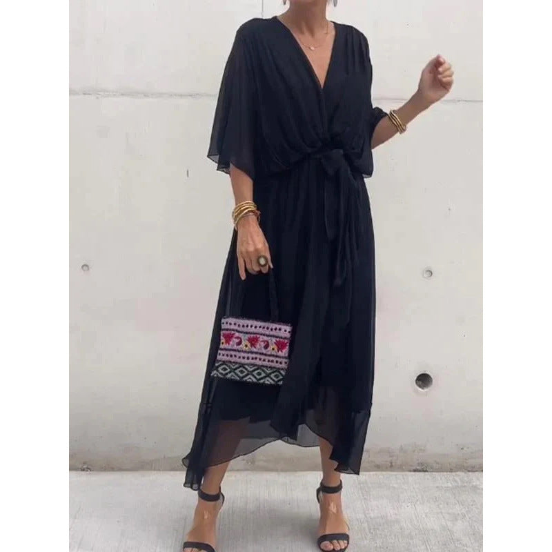 Wendy – Batwing Ärmel Kleid mit V-Ausschnitt