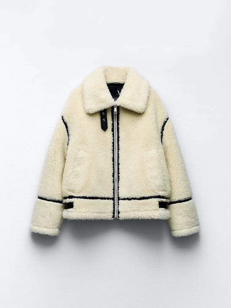 Leyralis | Damen Winterjacke mit Teddyfutter – Beige