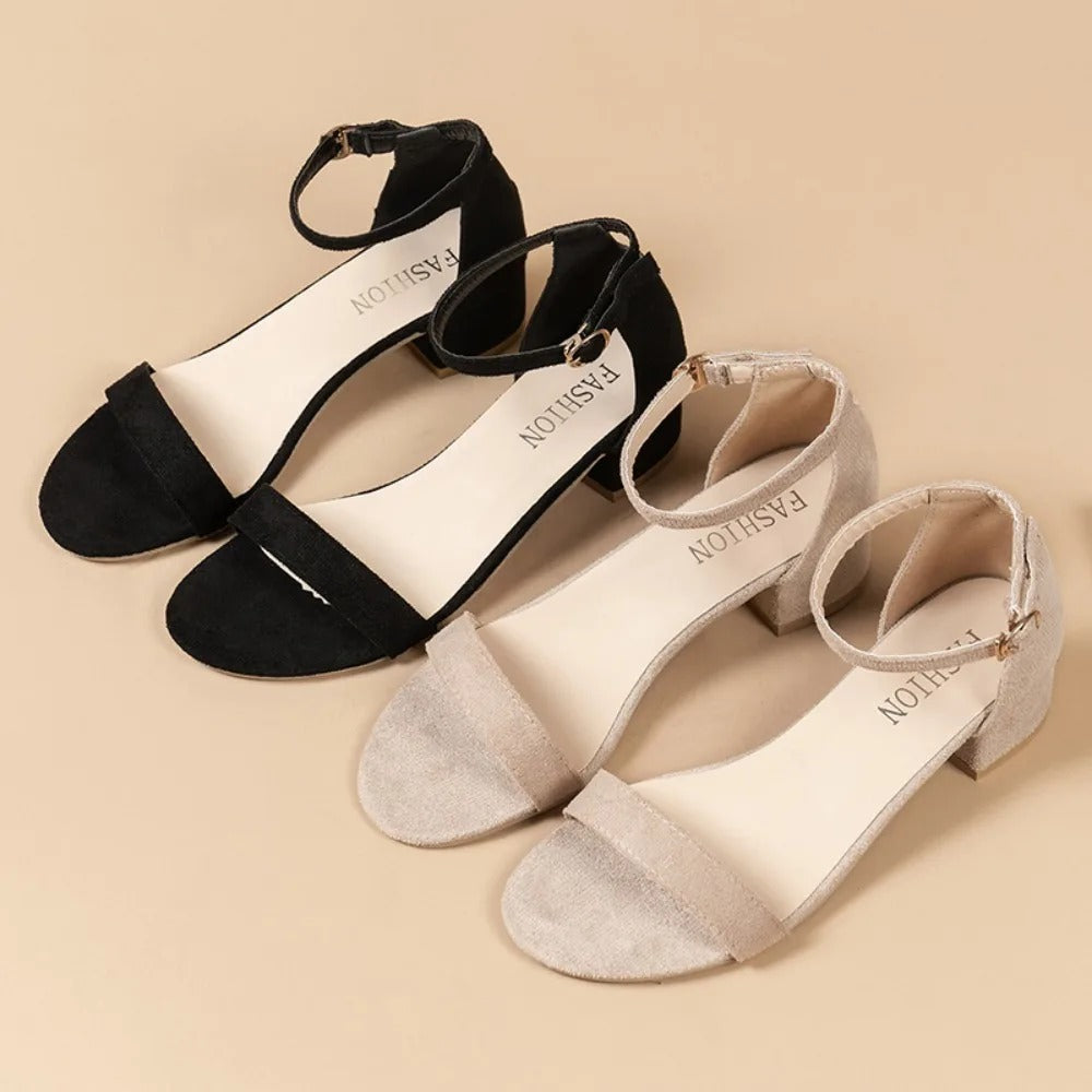 Lurenza® | Elegante Blockabsatz-Sandalen mit Knöchelriemen