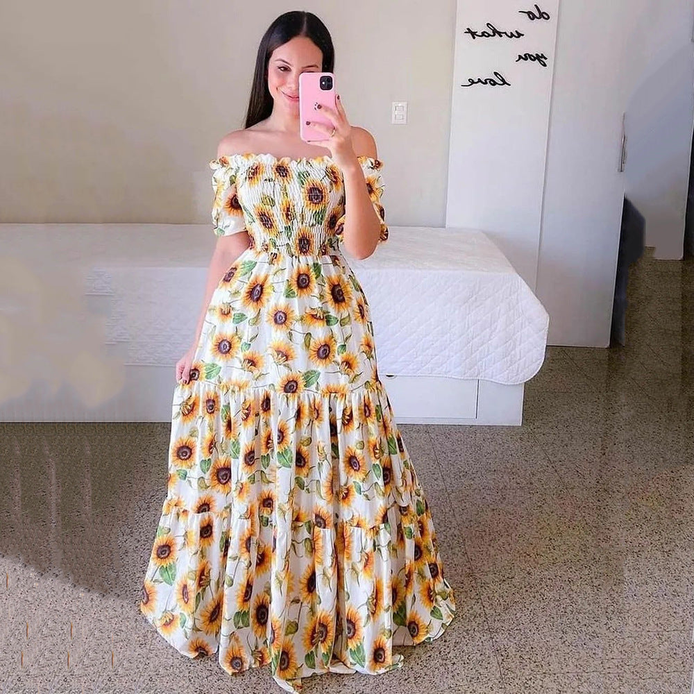 Heidi – Florales Damen-Maxikleid mit Off-Shoulder-Design