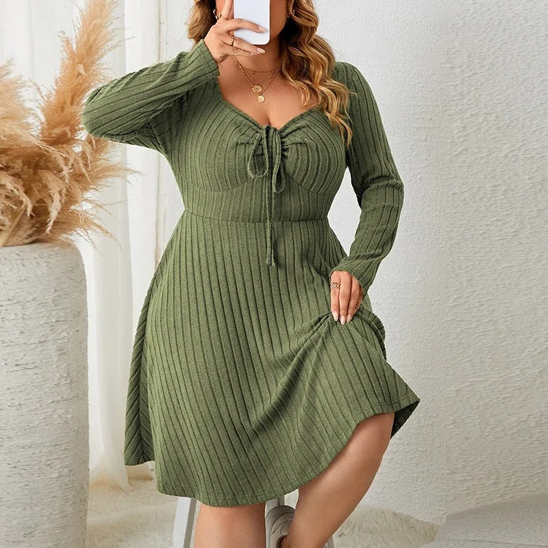 Thaliora® | Feminines Strickkleid mit Bindung