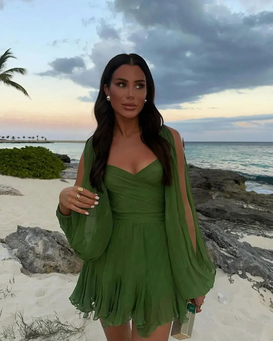 Fudus | Modisches Off Shoulder Kleid Mit Laternenärmeln