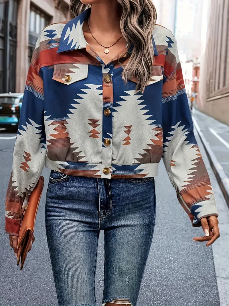 Tashina | Geometrisch bedruckte farbige Jacke