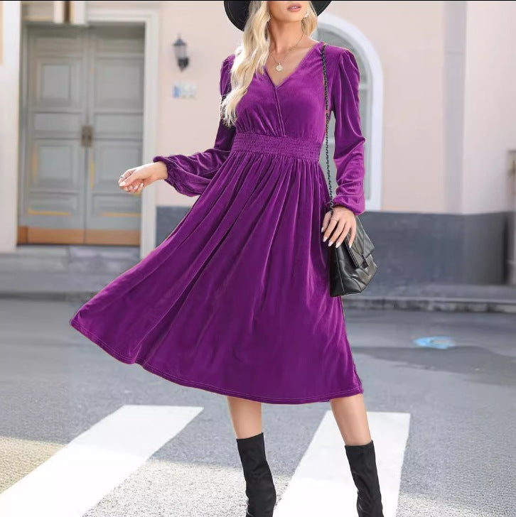 Ann – Langärmeliges Kleid in Unifarbe