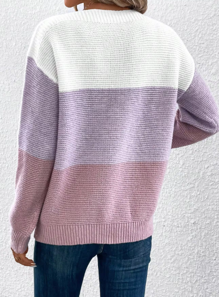 Verine - Eleganter dreifarbiger Patchwork-Pullover