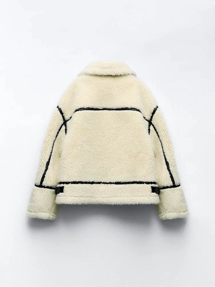 Leyralis | Damen Winterjacke mit Teddyfutter – Beige