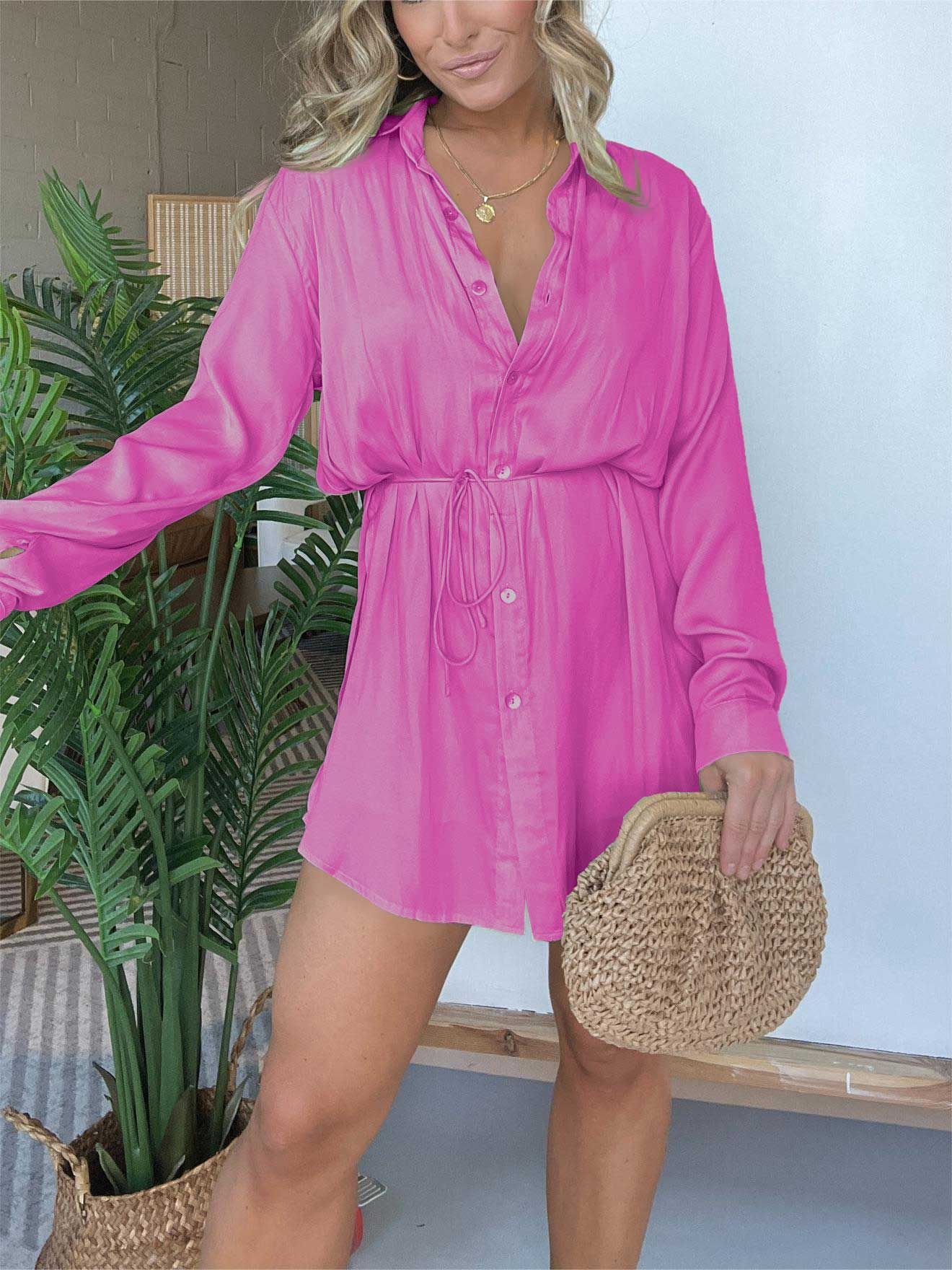 Lynda – Langer Jumpsuit mit Knopfleisten Fashion Shirt Kleid