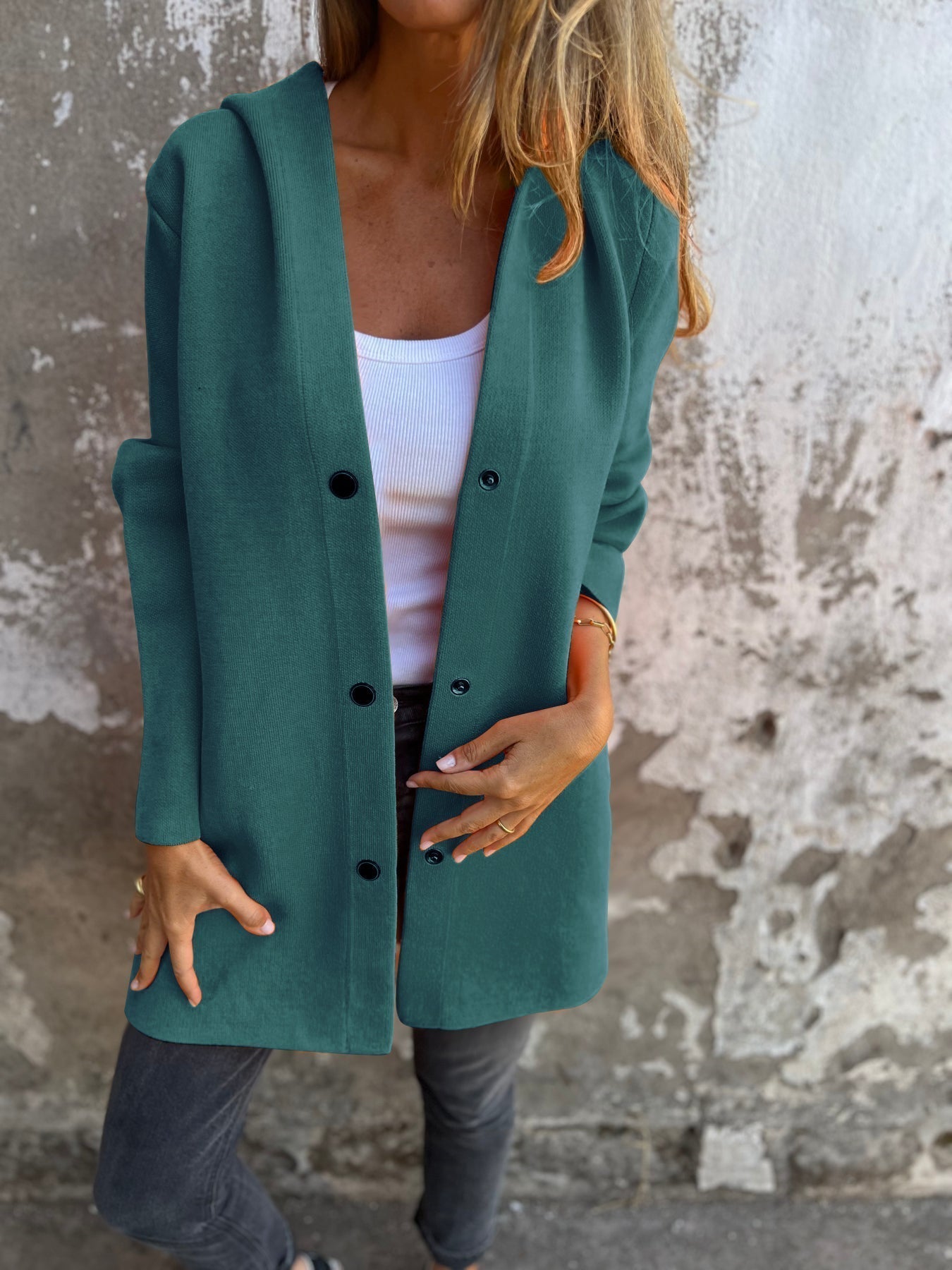 Bonafita Karlien - Lässige einreihige Kapuzenjacke