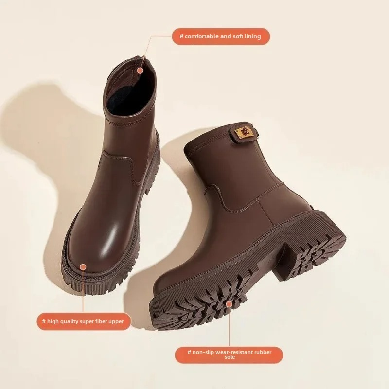 Mathylda | Damen Stiefeletten mit Reißverschluss und klobiger Sohle