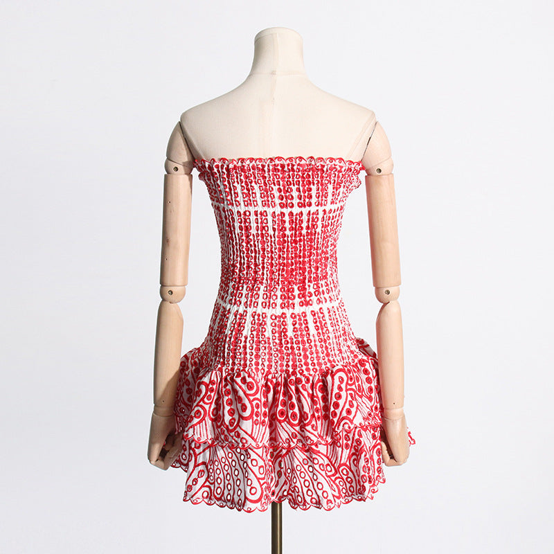 Rose – Faltenkleid mit Print im A-Linien-Schnitt