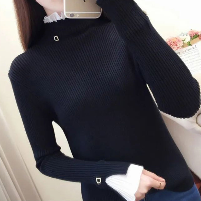 Helge | Rollkragenpullover für Frauen Koreanische Spitze