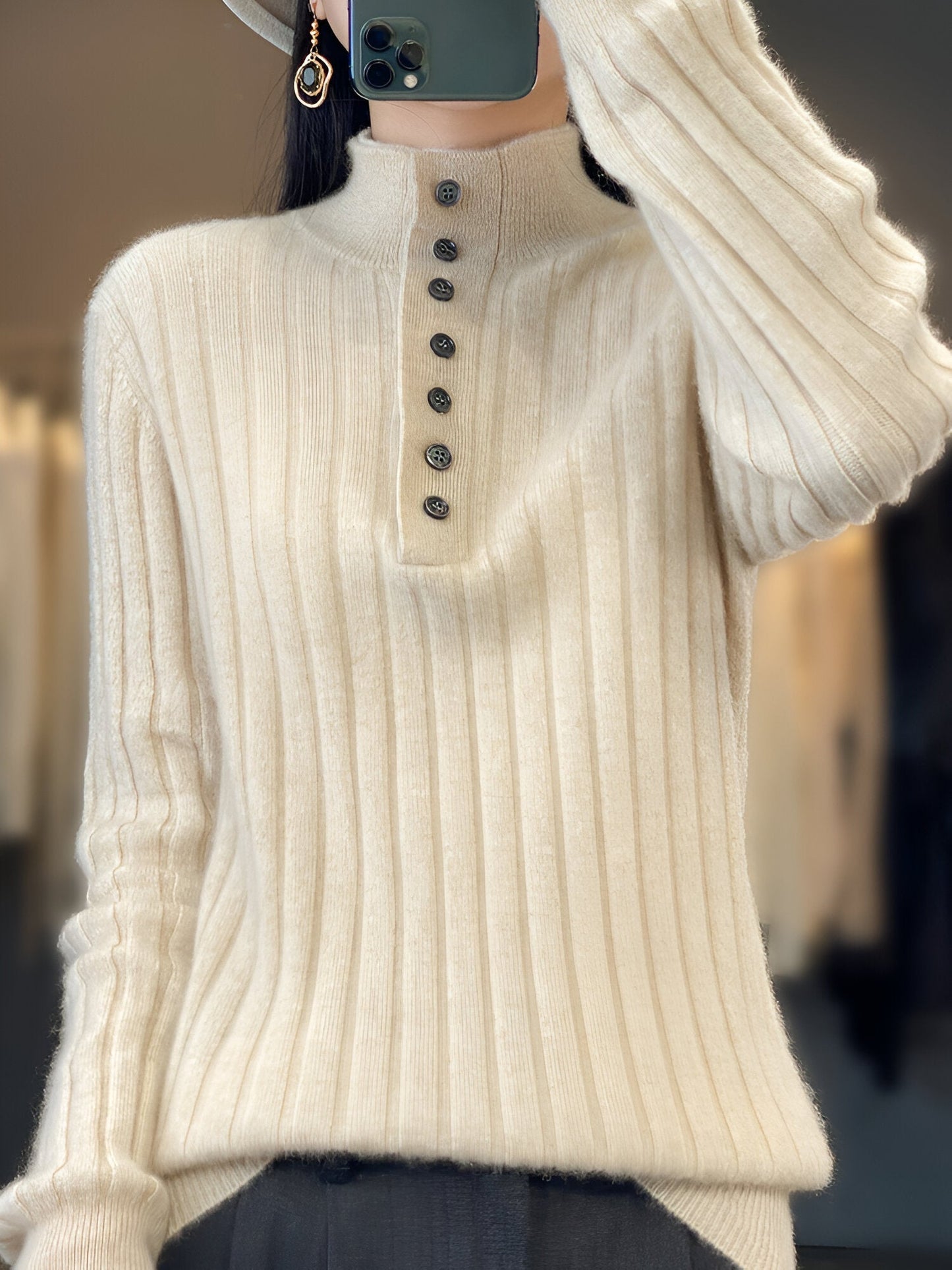 Dominika | Lässige Turn-Down Kragen Pullover gestrickte Kleidung Tops