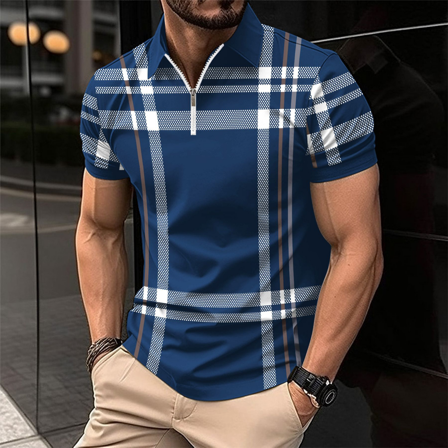 Eleganter Herren Polo im Karomuster