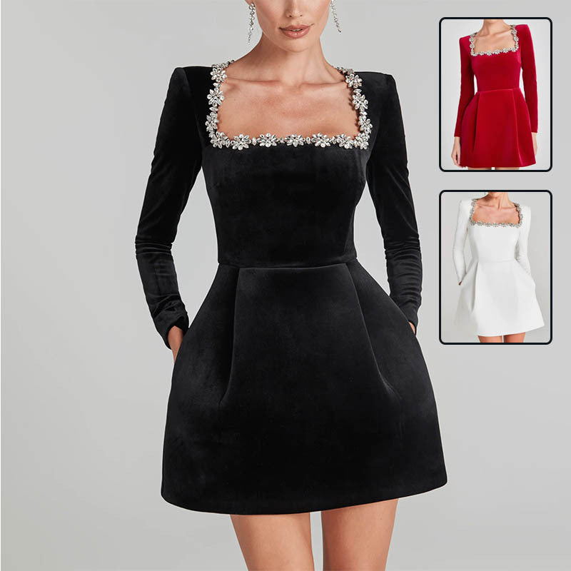 Natalie – Elegantes Blumen-Kleid mit Strass und A-Linien-Schnitt