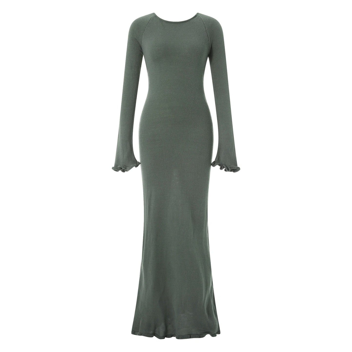 Thaliora® | Figurbetontes Maxikleid mit Volantärmeln