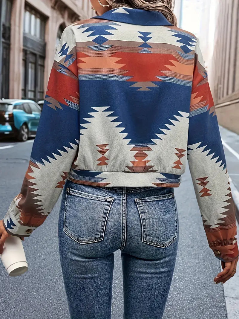Tashina | Geometrisch bedruckte farbige Jacke