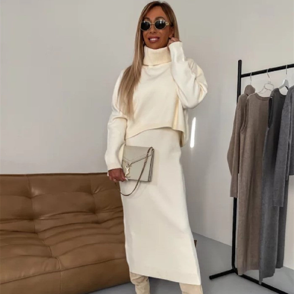 Kim – Modischer Rollkragenpullover und ärmelloses langes Kleid