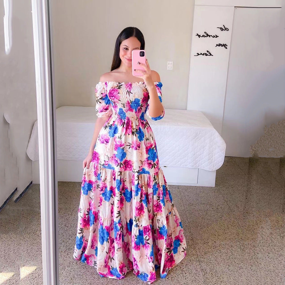 Heidi – Florales Damen-Maxikleid mit Off-Shoulder-Design