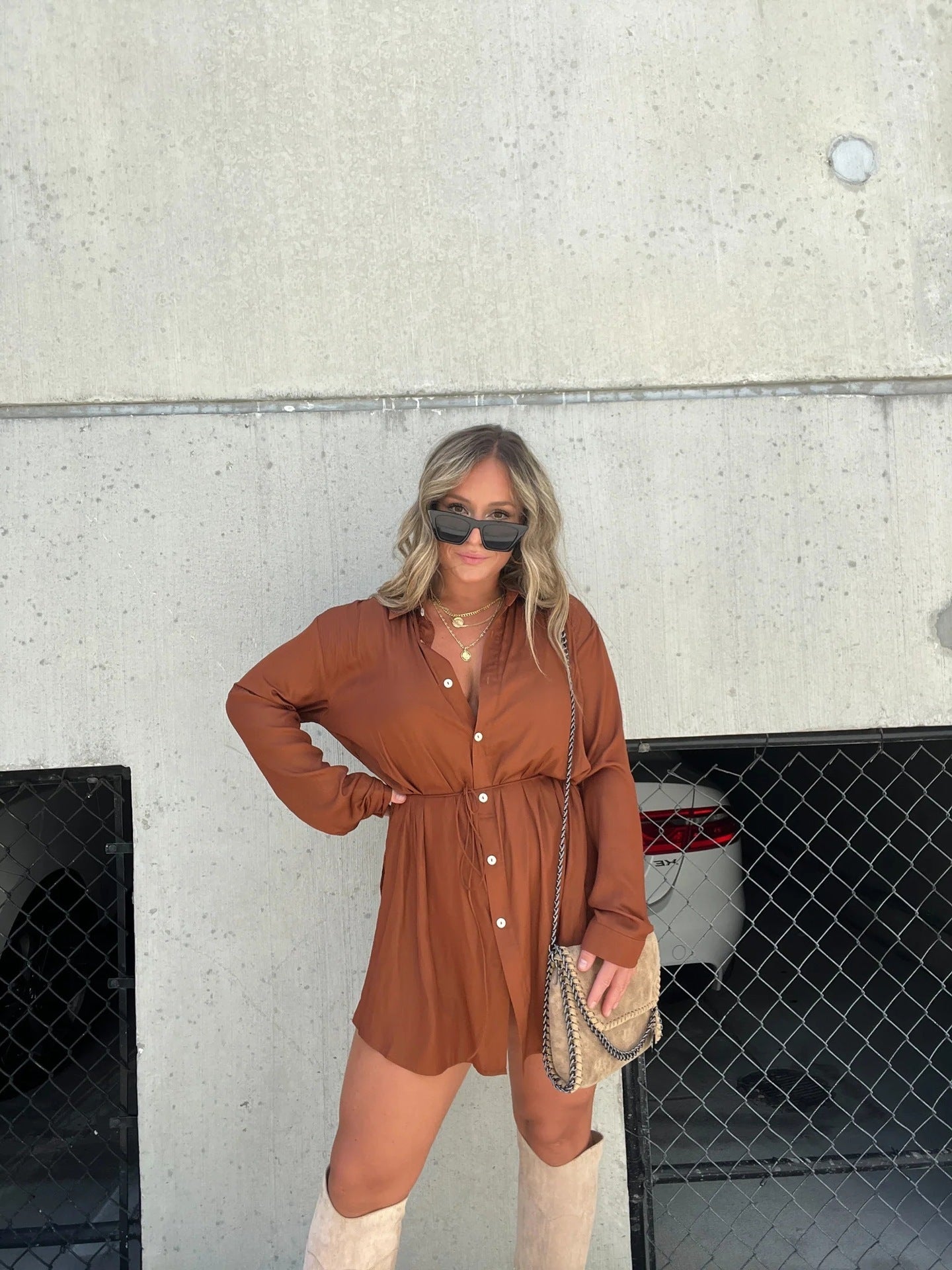 Lynda – Langer Jumpsuit mit Knopfleisten Fashion Shirt Kleid