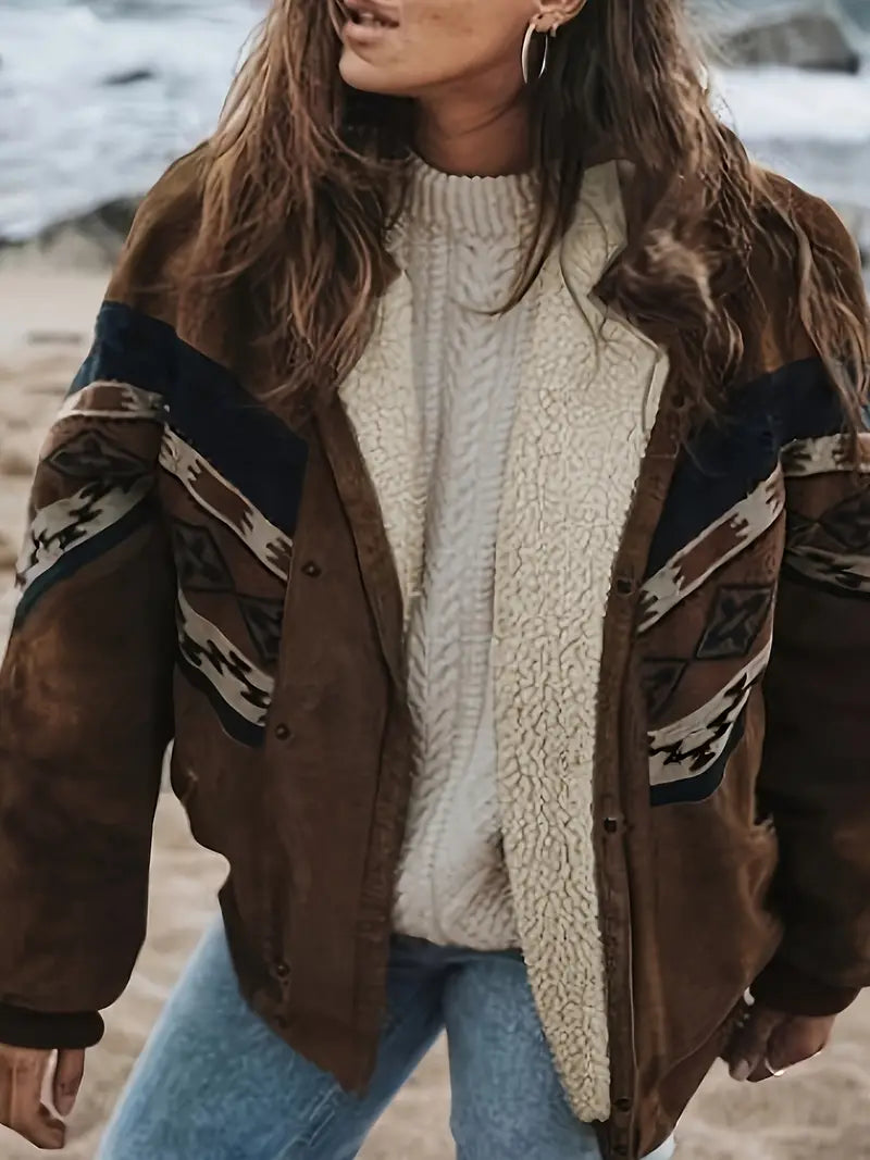 Kimi | Aztec Snap Front Sherpa isolierte Jacke