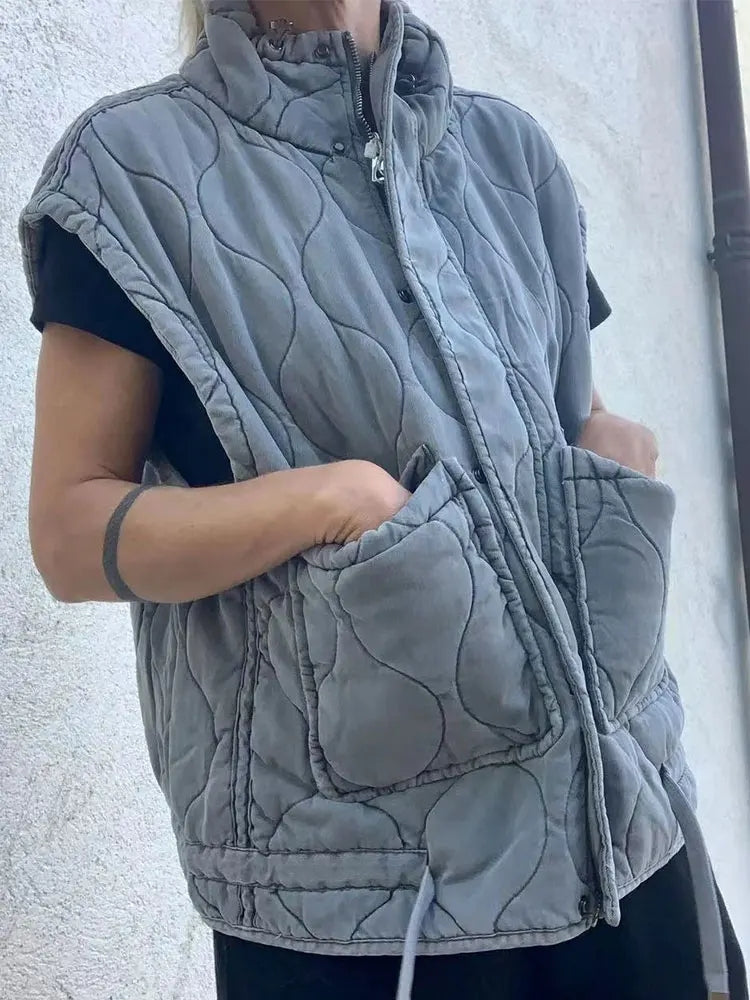 Vince | Herbst Winter Frauen Tasche Baumwolle Mantel Weste ärmellos