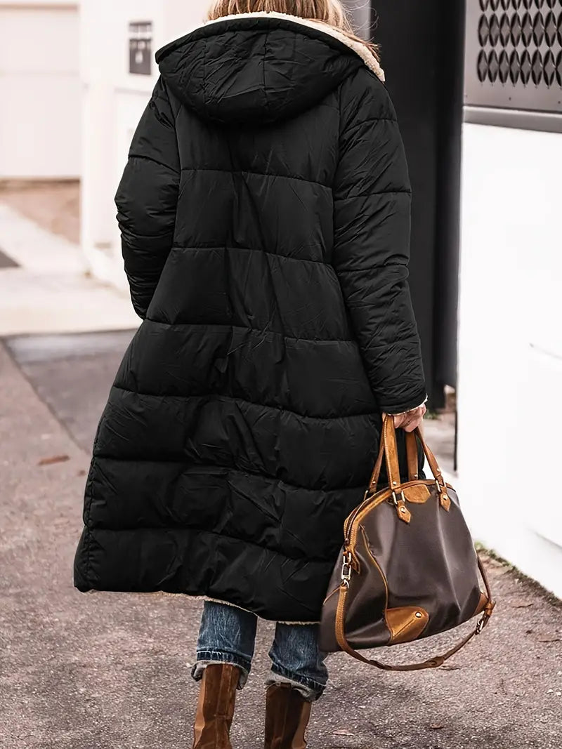 Leif - Beidseitig tragbare mittellange Strickjacke mit Kapuze für Frauen