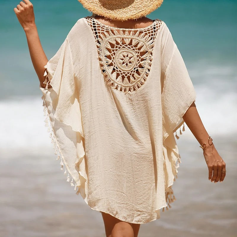 Thaliora® | Boho-Strandkleid mit Häkelmuster