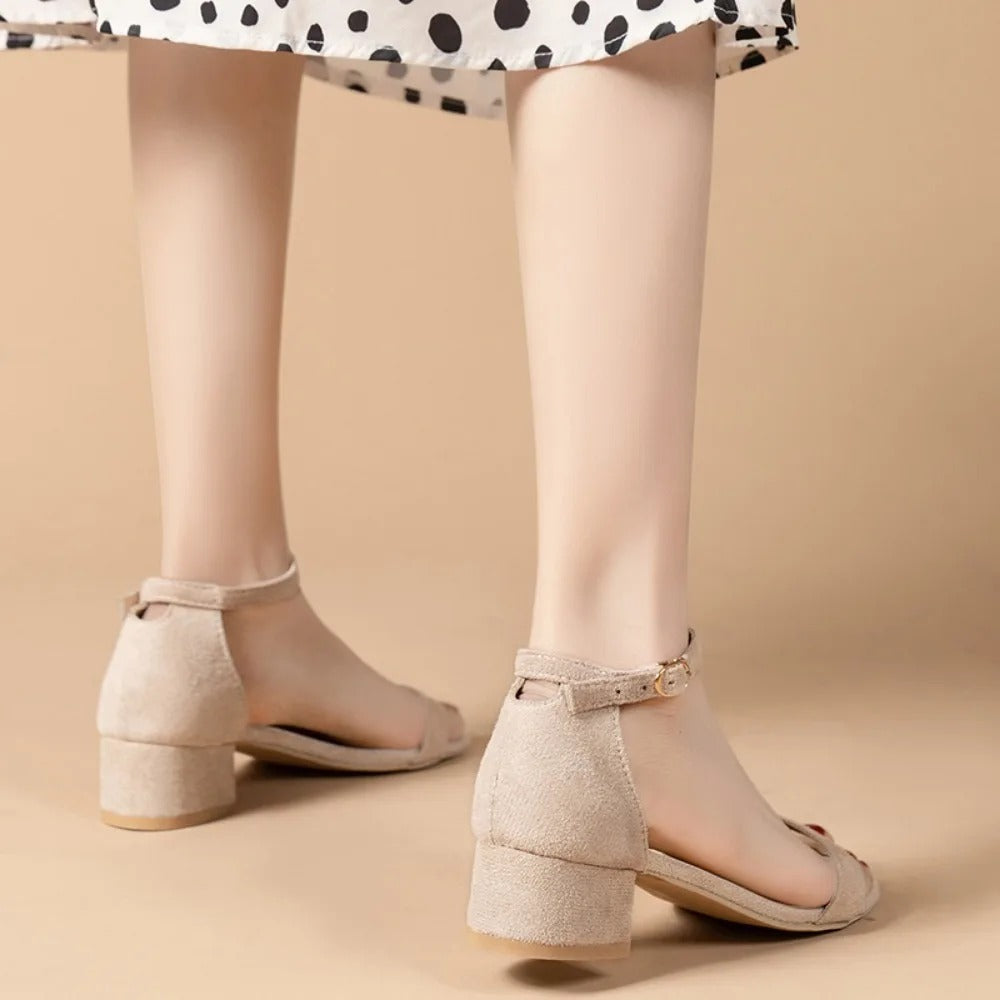 Lurenza® | Elegante Blockabsatz-Sandalen mit Knöchelriemen
