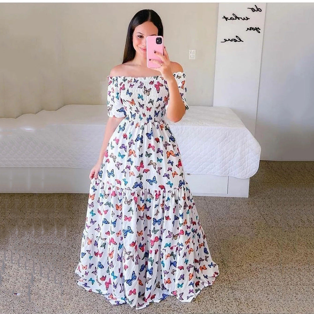 Heidi – Florales Damen-Maxikleid mit Off-Shoulder-Design