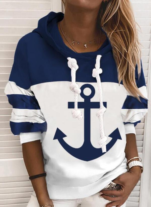 FallStil - Anker Langarm-Kapuzenpullover mit Farbblock