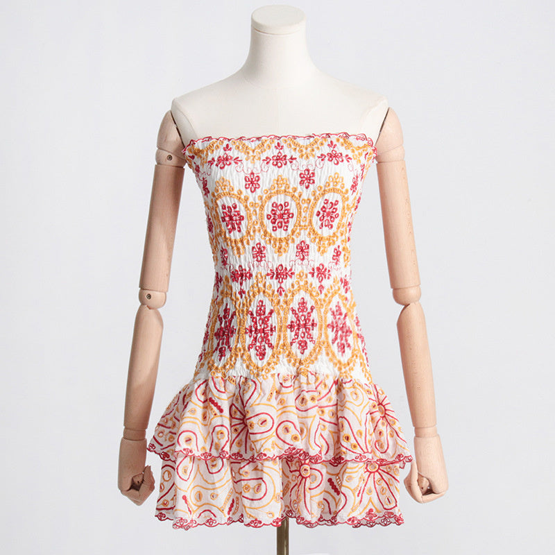 Rose – Faltenkleid mit Print im A-Linien-Schnitt