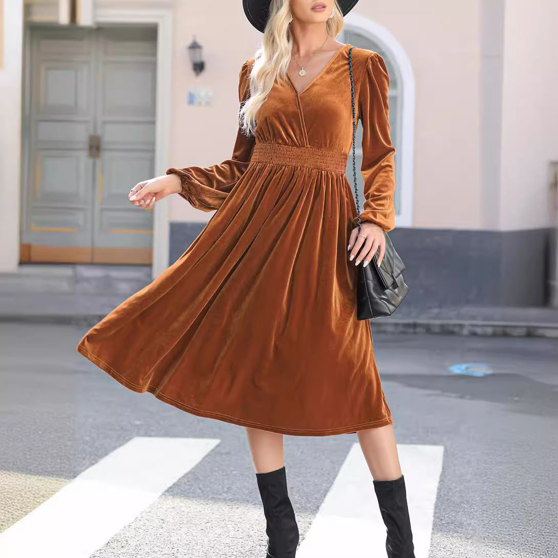 Ann – Langärmeliges Kleid in Unifarbe