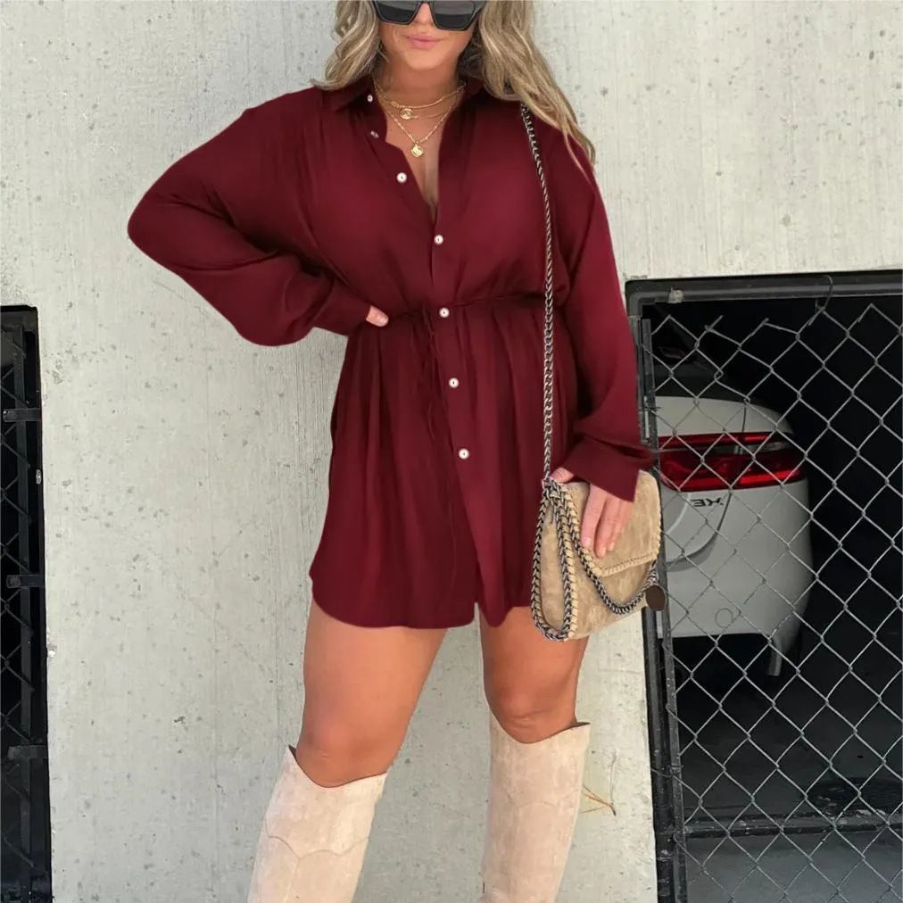 Lynda – Langer Jumpsuit mit Knopfleisten Fashion Shirt Kleid