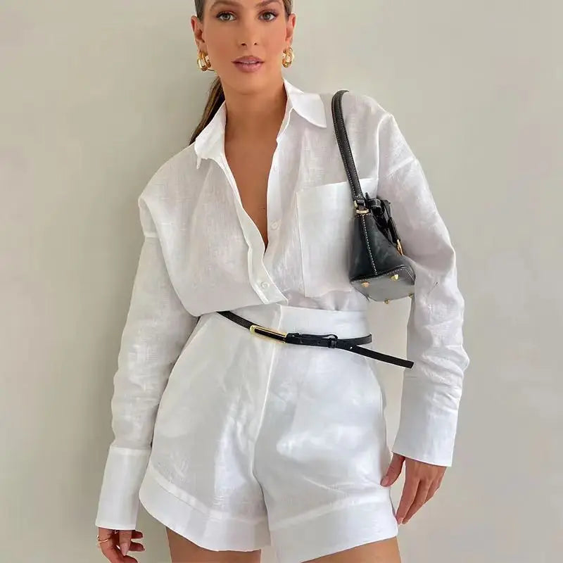 Fudus | Lässiges Button-up-hemd Und Shorts Mit Taschen Sat