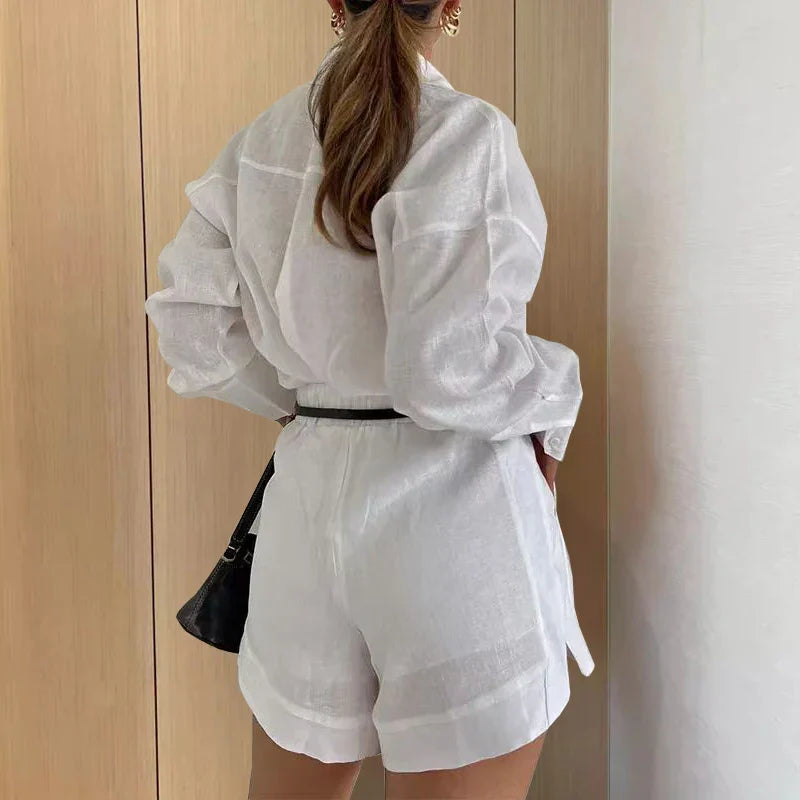 Fudus | Lässiges Button-up-hemd Und Shorts Mit Taschen Sat
