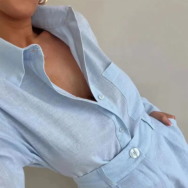 Fudus | Lässiges Button-up-hemd Und Shorts Mit Taschen Sat