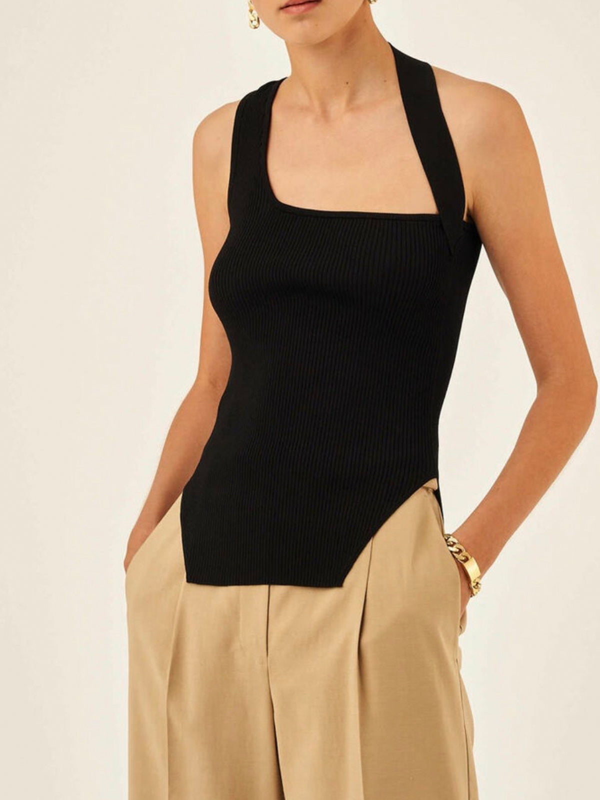 Fudus | Asymmetrisches Halter Rippen Top