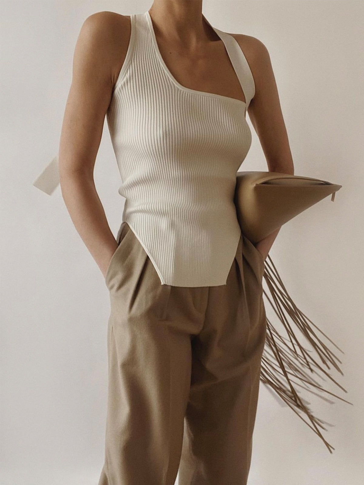 Fudus | Asymmetrisches Halter Rippen Top