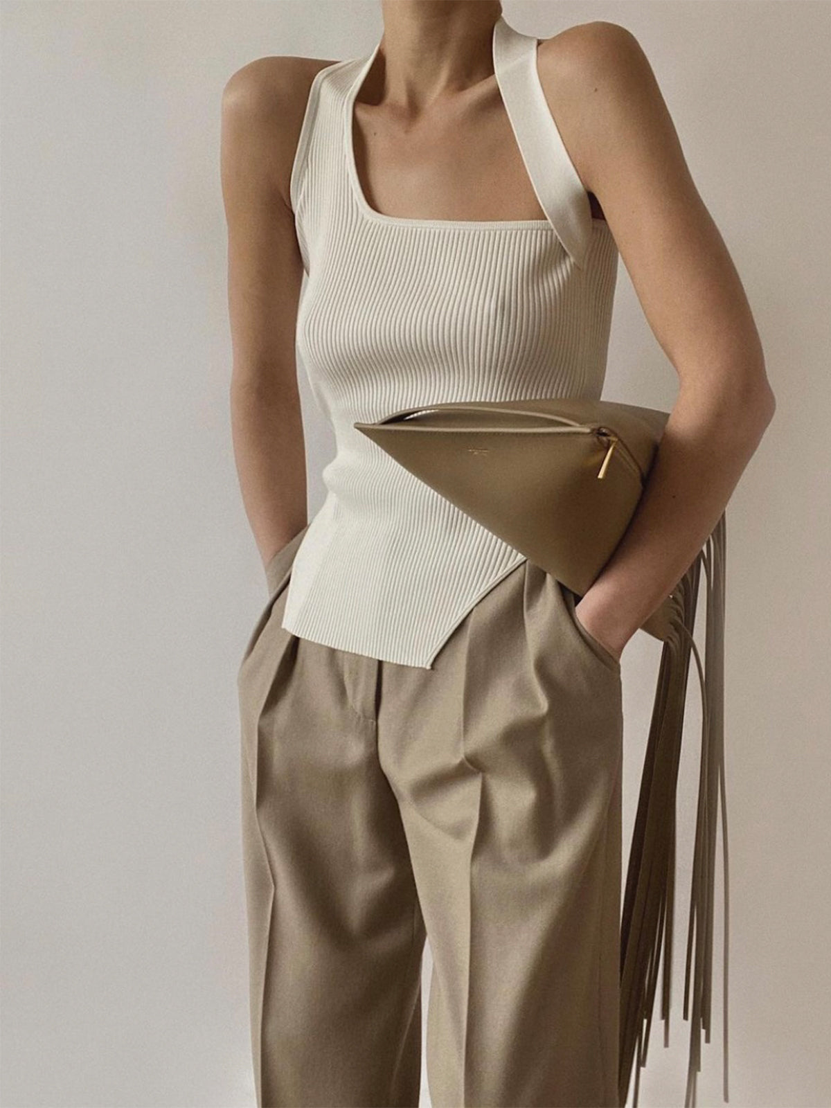 Fudus | Asymmetrisches Halter Rippen Top